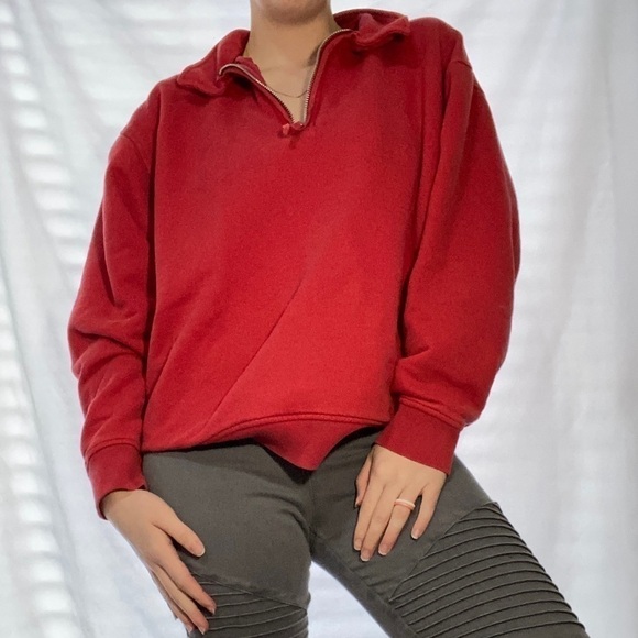 GAP Vintage 1980s Women’s Red Halfway Zip Collared Pullover in Size Large - Picture 8 of 16